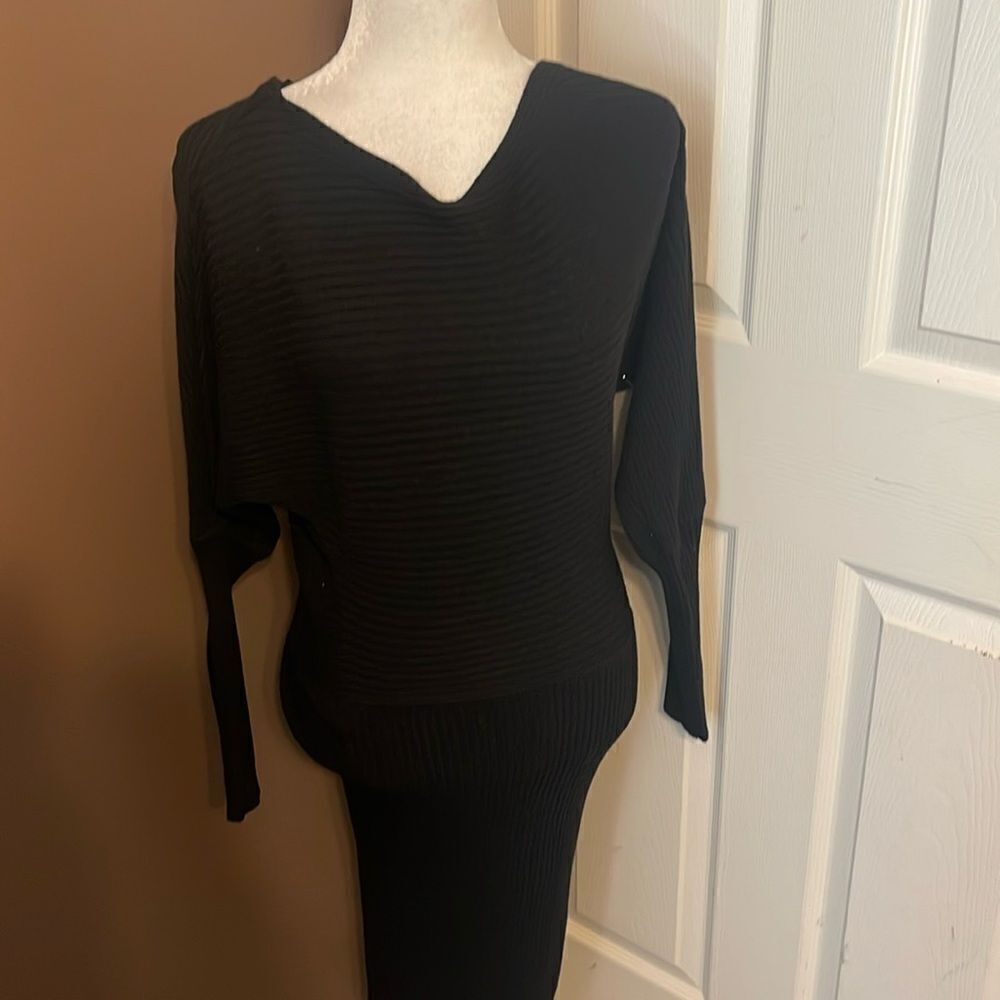 Donna Karan New York Deco Channel Knit Midi Dress Xsmall Nwot